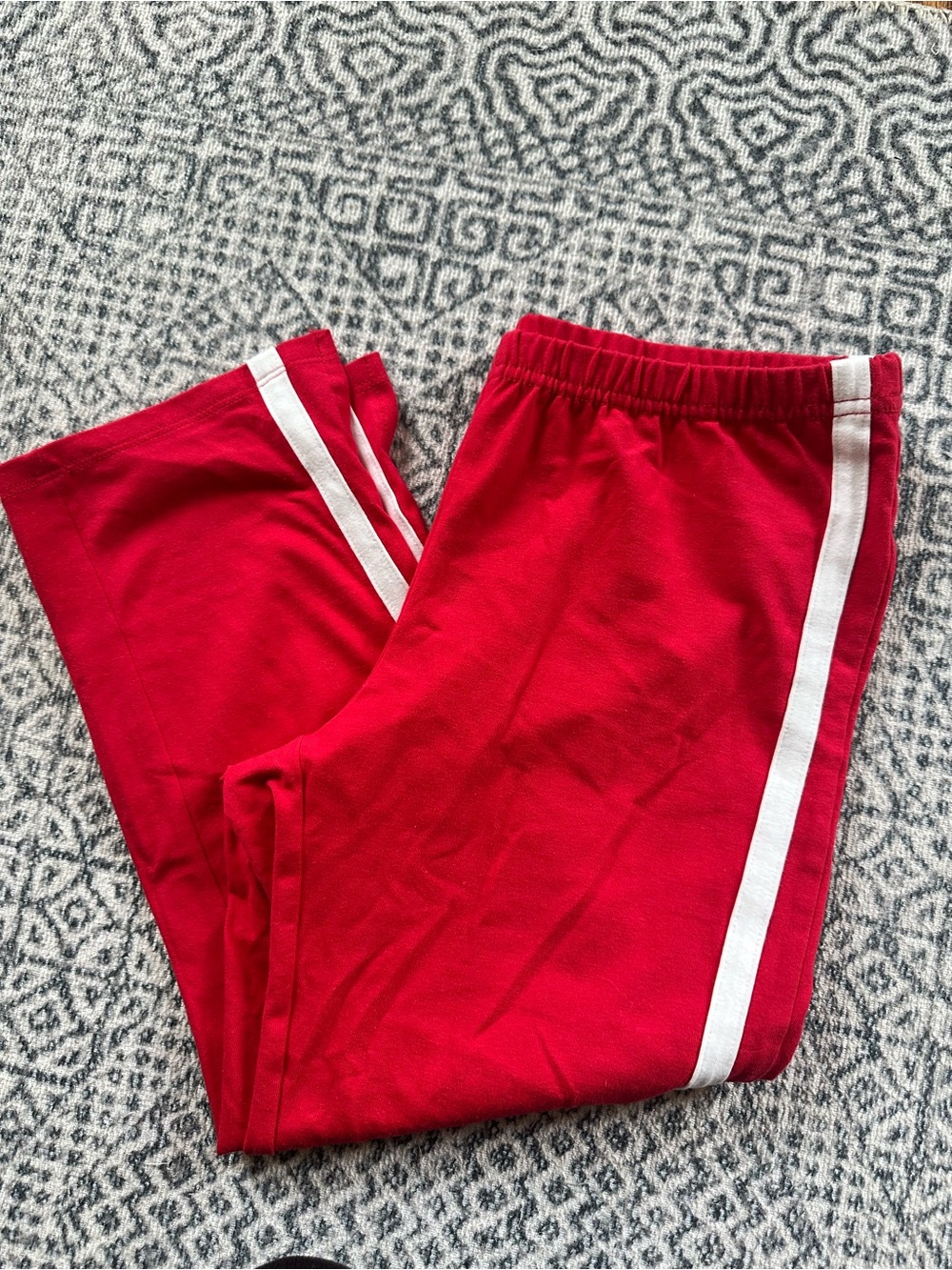 Urban Outfitters Red Capris with White Side Stripe